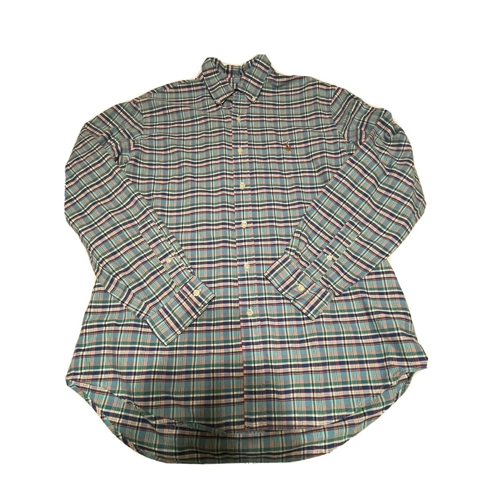 Ralph Lauren Men's‎ Multi Color Plaid Long Sleeve Shirt Large Blue Label Cotton